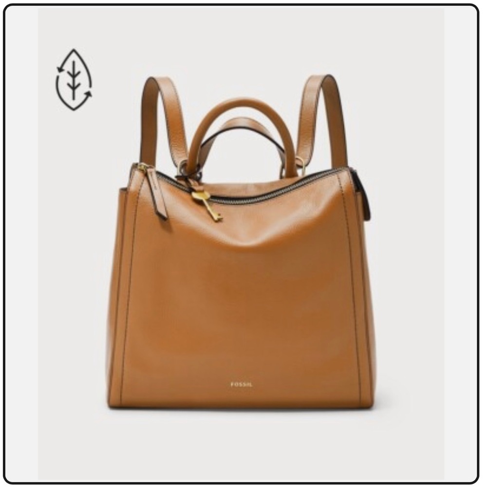Fossil Parker Small Leather Backpack in Camel